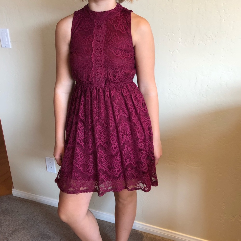 Kids lace burgundy dress